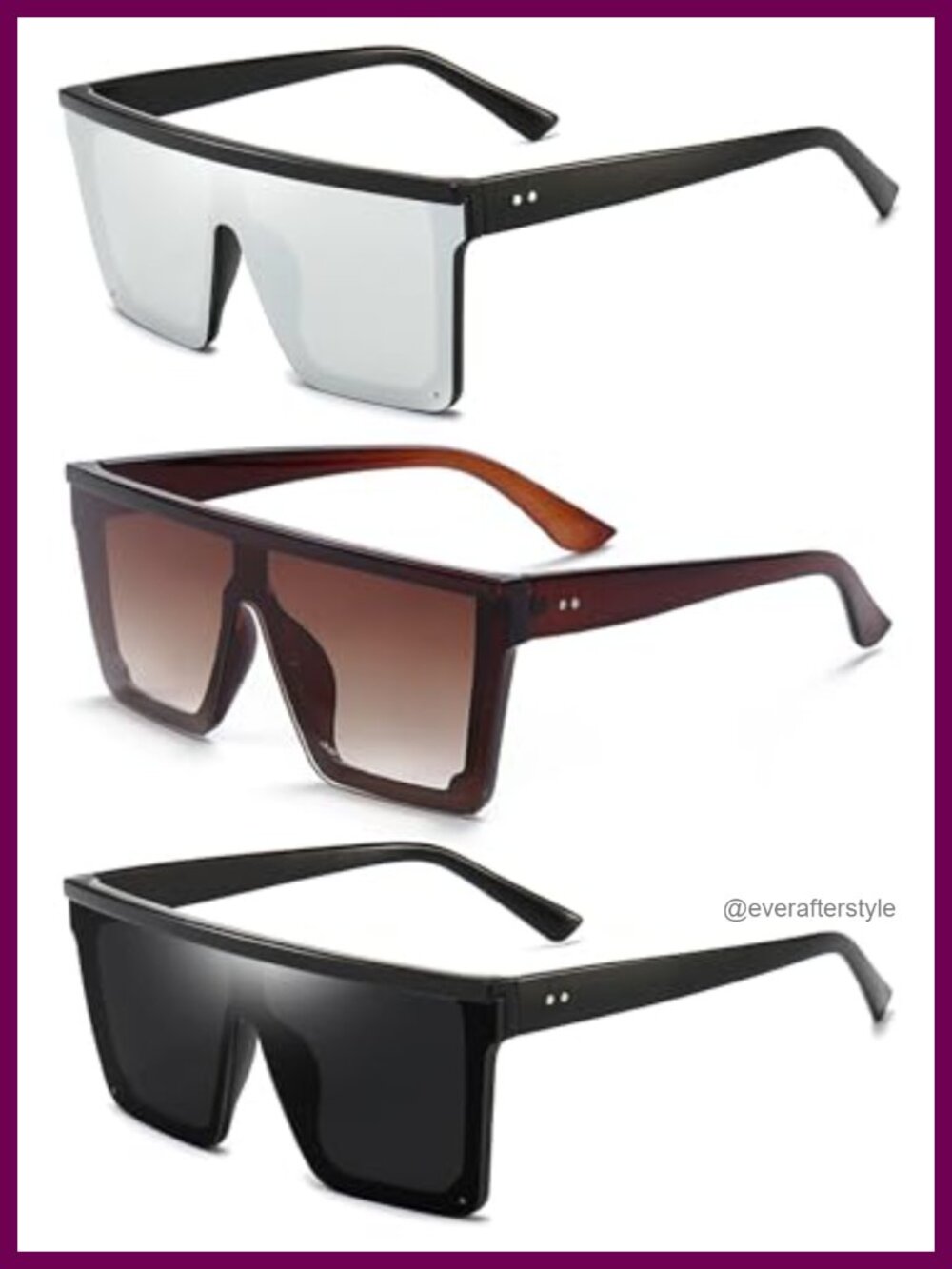 Oversized Square Flat Top Siamese Lens Sunglasses UV400 Unisex Retro